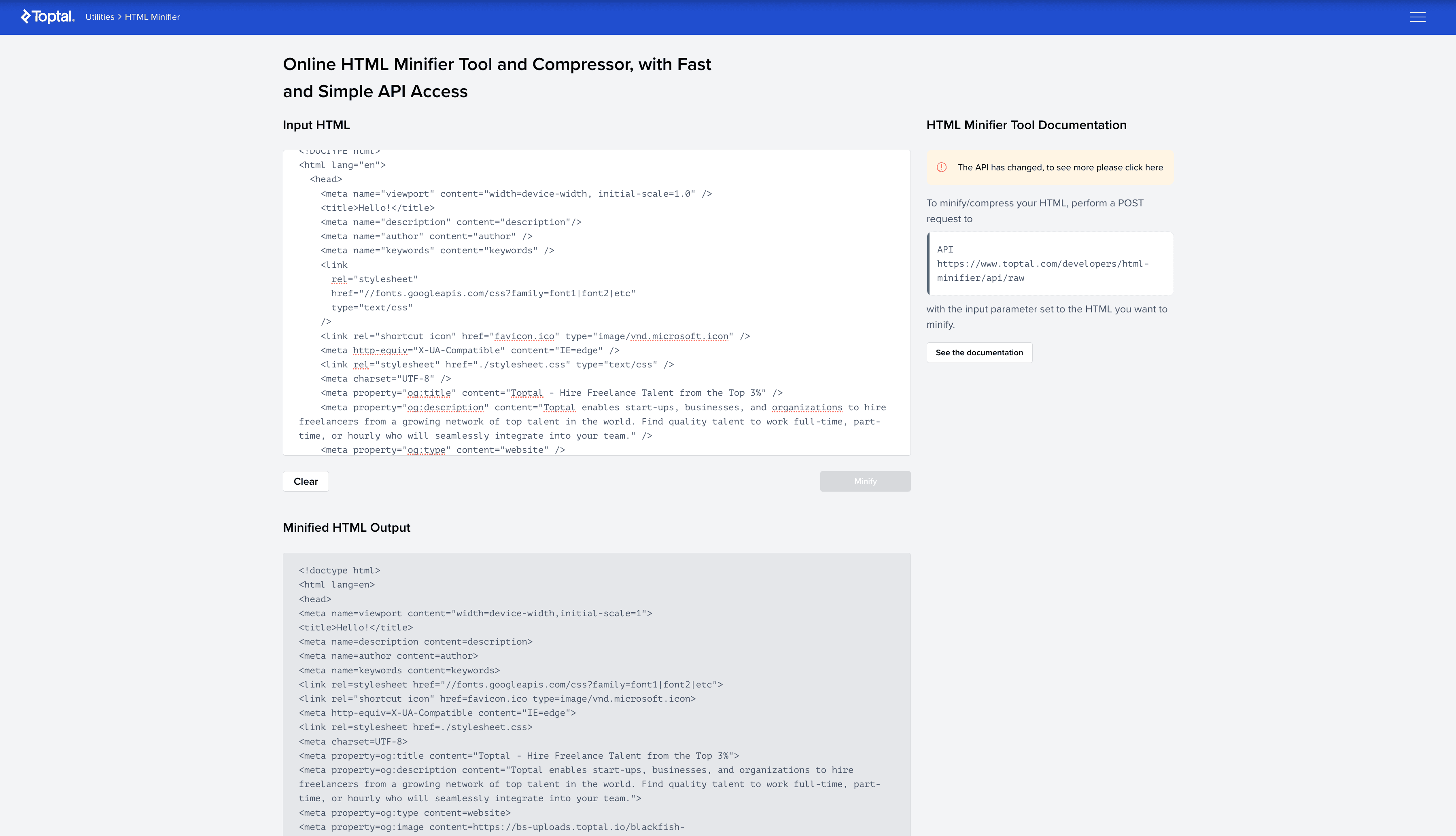 HTML Minifier project image